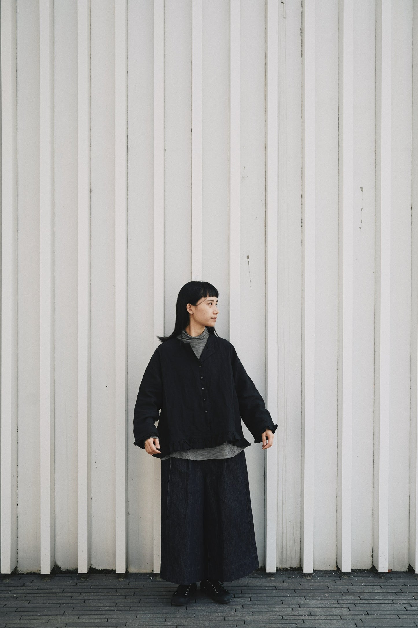 麻質ruffle top