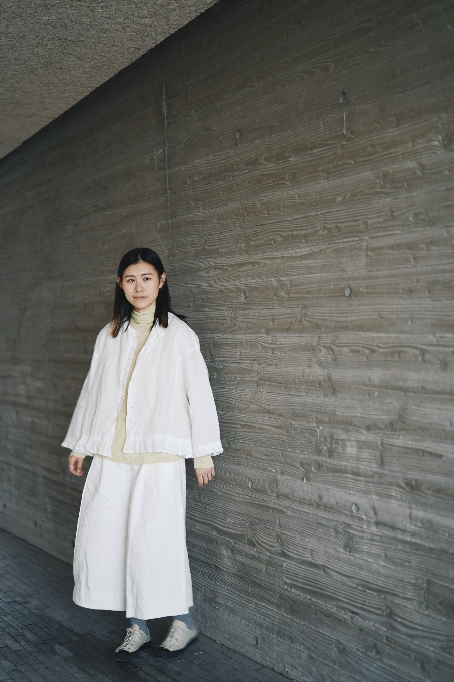麻質ruffle top