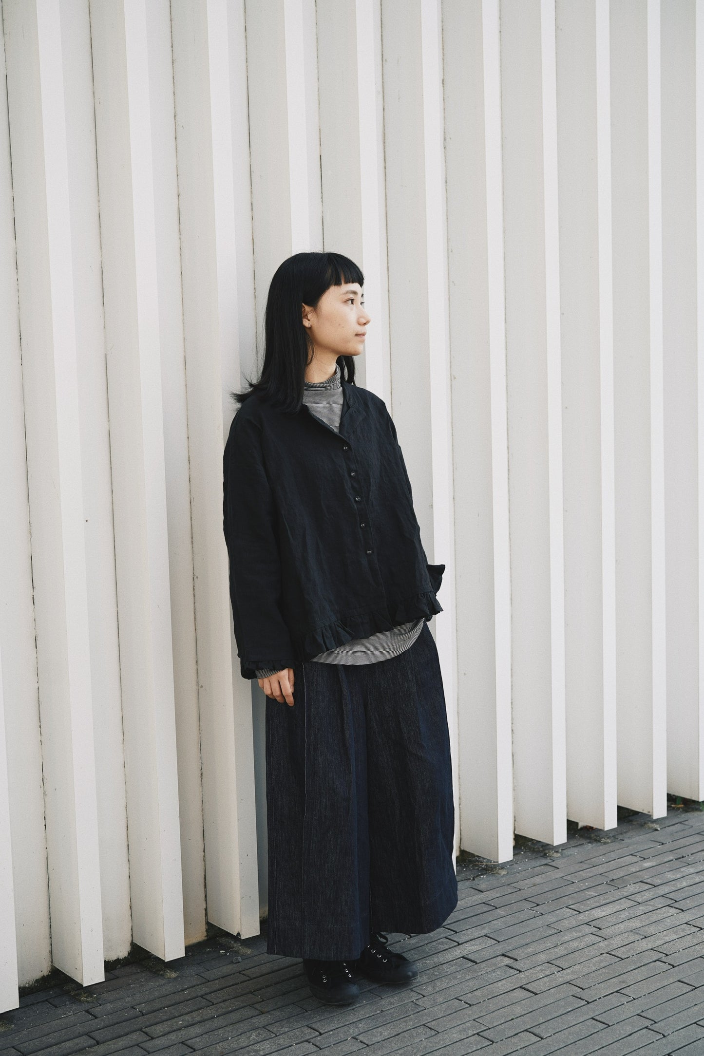 麻質ruffle top