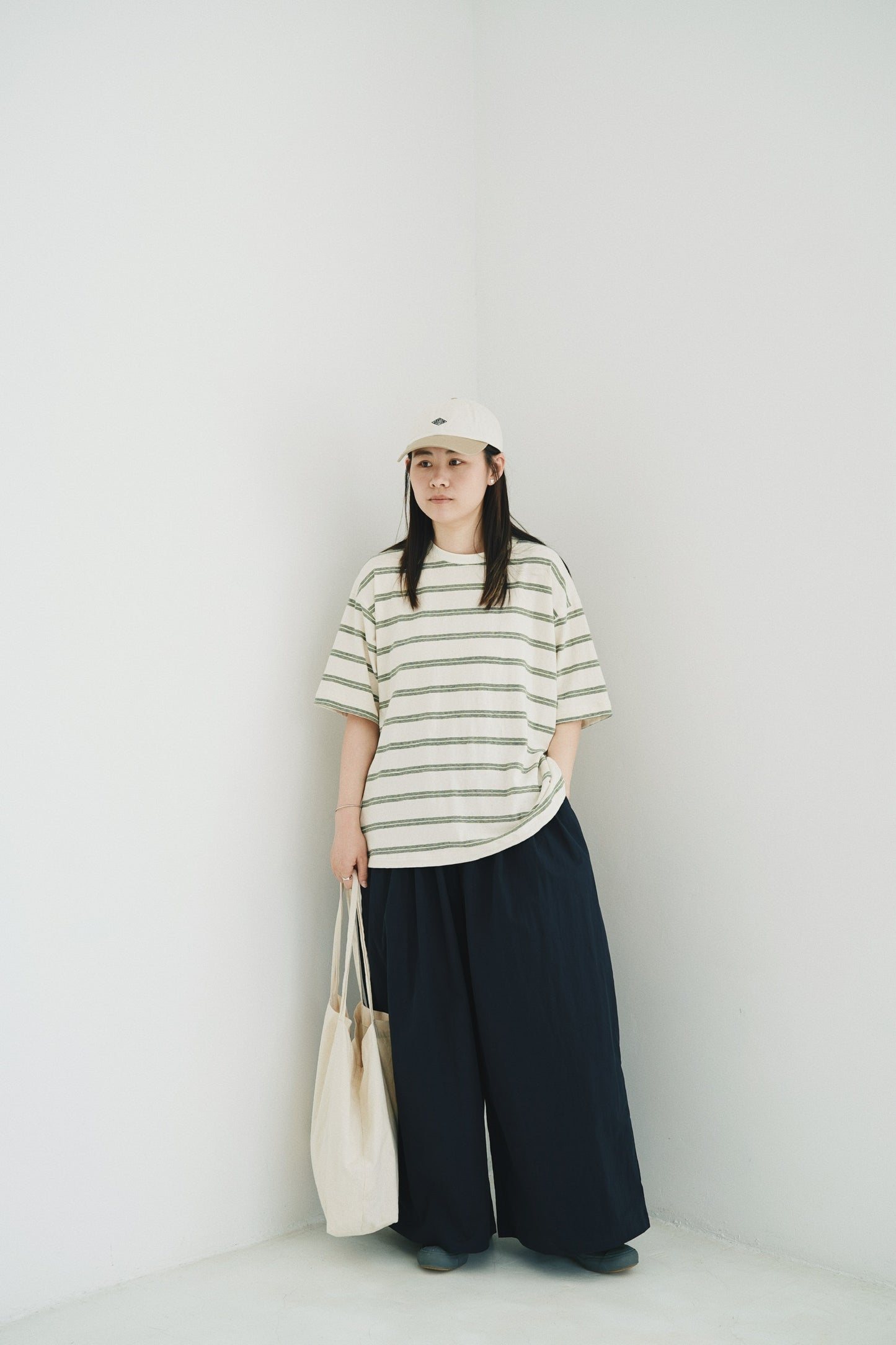寬鬆間條tee