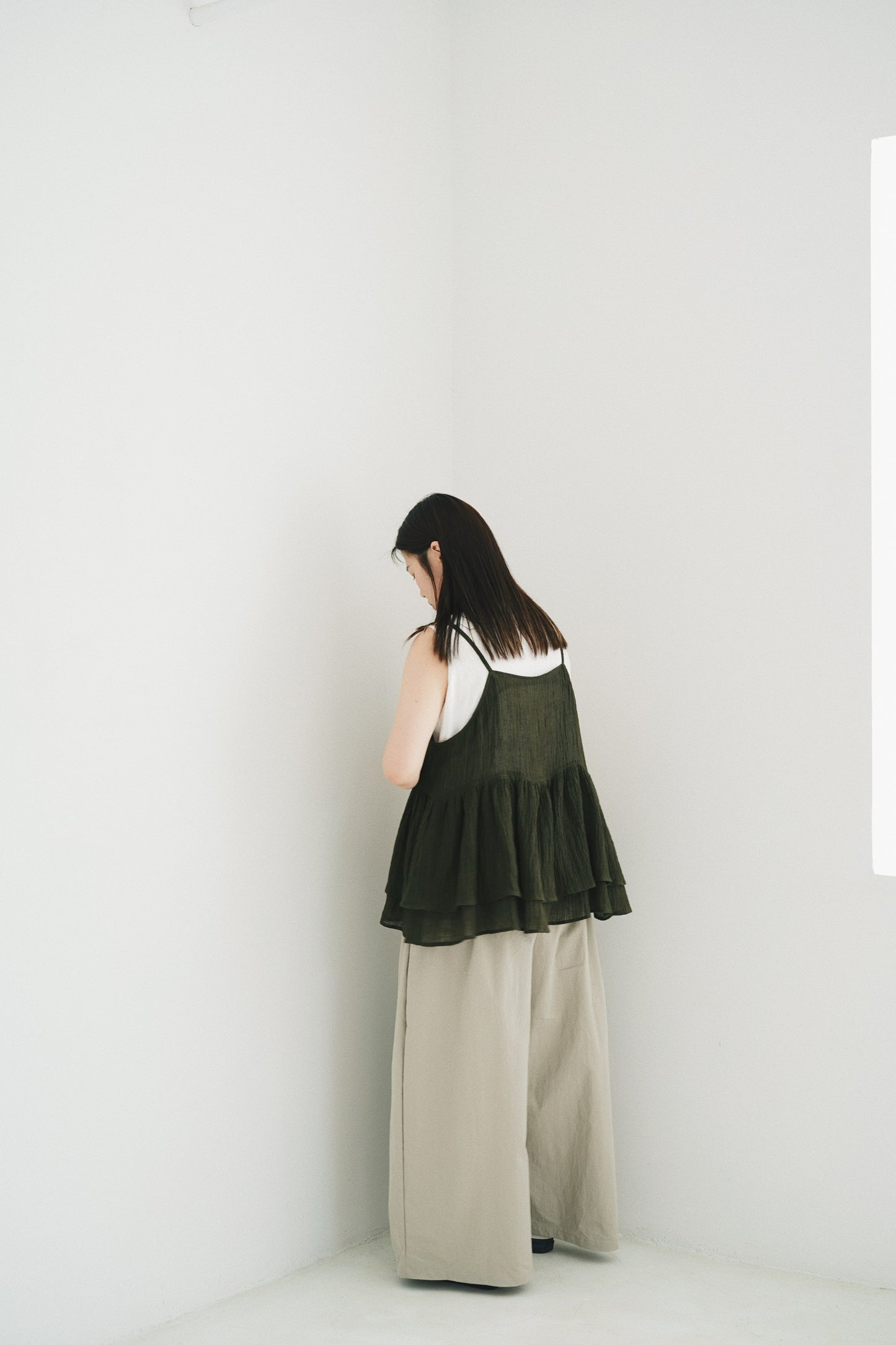 直筒打摺闊腳褲
