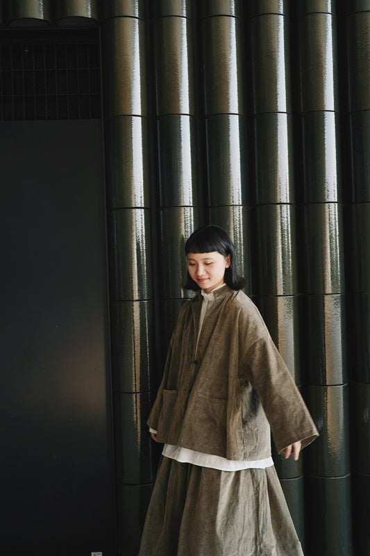 絨毛坑紋條外套